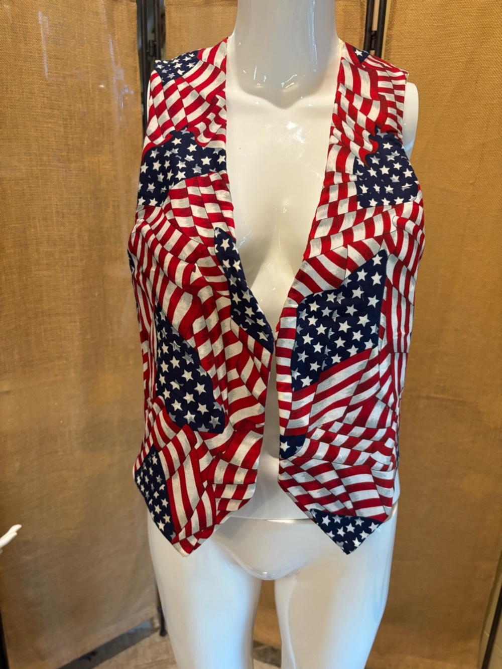 Patriotic Flag Print Sleeveless Tank Top - Red, White & Blue